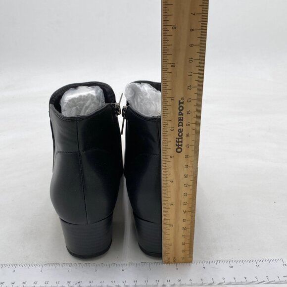 Black Women Closed Toe Ankle Boots Chunky Heels Zip Up Short Booties Work Shoes - Picture 4 of 6